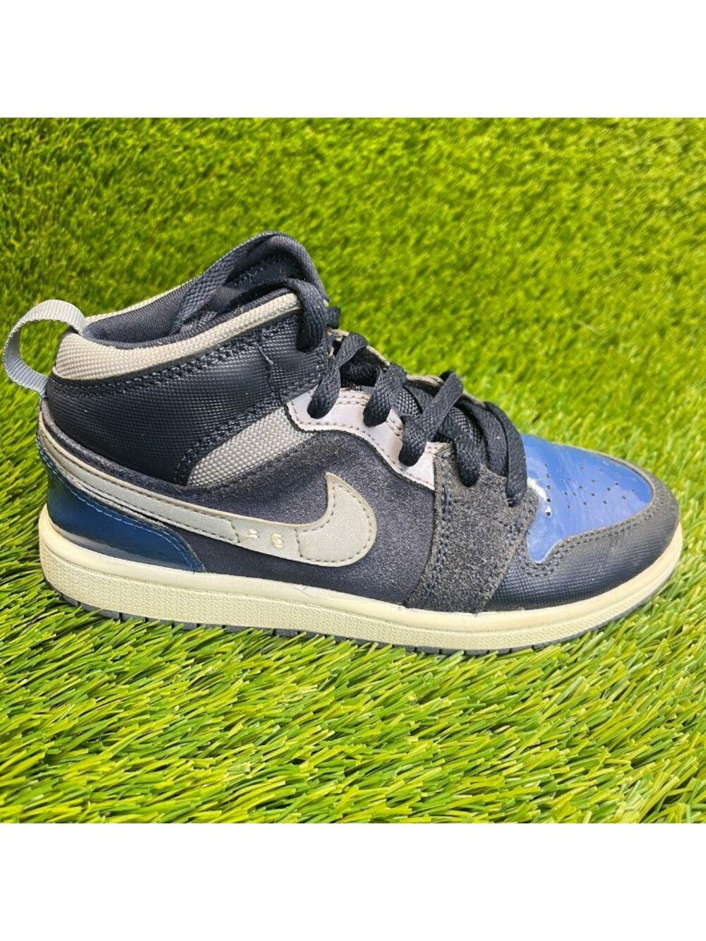Nike Air‎ Jordan 1 Mid SE Craft PS Boys Size 2Y Blue Basketball Shoes Sneakers